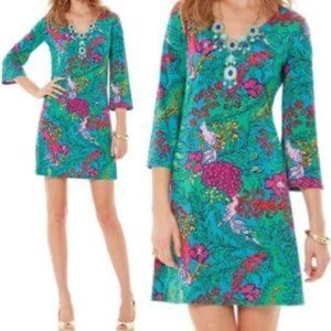 Lilly Pulitzer Jade Multi Shake Your Tail Feather Jersey Tunic Dress Large